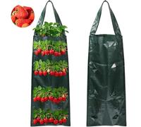 Hanging Strawberry Planter, 8 Hole Breathable Flower Grow Bags for Vertical Planting, Reusable Garden Hanging Bags for Strawberries, Tomatoes, Flowers, Herbs, Outdoor Indoor Green Planter Pot