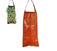 Hanging Strawberry Planter, Breathable Felt Grow Bags with 8 Side Pockets and Reinforced Handles, Upside-Down Vertical Garden Container for Tomato Vegetable Flower, Indoor Outdoor Planting Kit