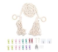 Hanging Stuffed Animal Storage Chain Space Saving Wall Toy Storage Decor with Clips and Hooks for Children's Room (Beige)