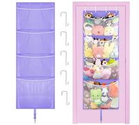 Hanging Stuffed Animal Storage, Over Door Large Plush Toy Organizer with Metal Hook, Baby Accessory Holder Idea for Nursery, Doll & Bear Mesh Hammock Bag for Girl Boy Kid Room