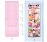 Hanging Stuffed Animal Storage, Over Door Large Plush Toy Organizer with Metal Hook, Baby Accessory Holder Idea for Nursery, Doll & Bear Mesh Hammock Bag for Girl Boy Kid Room