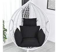 Hanging Swing Chair Cushion Cover Indoor/Outdoor Egg Chair Hammock with Headrest & Armrest Durable Black Basket Seat Cover for Garden Patio Comfort