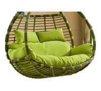 Hanging Swing Chair Seat Cushion for Garden Furniture, Waterproof Double Papasan Chair Cushion with Pillow, Large Thicken Hanging Egg Hammock Chair Cushion Replacement for Patio Green