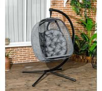 Hanging Swing Chair with Thick Cushion, Patio Hanging Chair, Dark Grey Outsunny Dark Grey One Size