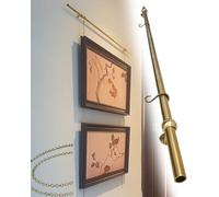 Hanging Systems,Adjustable Picture Rail Hanging System with Gold Chains - Gallery Track for Art Display & Photo Shelving, Available in 24, 32, 35, 48, 63, 87 Inch Poles (80cm/31.4in/2.6ft)