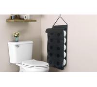 Hanging Toilet Roll Storage Organiser - 6 or 10 Roll Capacity: Large Black Hanging Toilet Roll Storage Organiser
