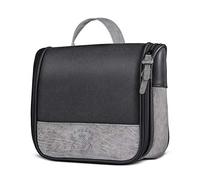 Hanging Toiletry Bag for Men VANCASE Vintage Leather Shaving Dopp Kit Medium Waterproof Travel Bathroom Bags Portable Makeup Organizer (Dark Gray)