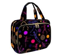 Hanging Toiletry Bag for Women, Dance Skeletons Circles Travel Makeup Bag Organizer Cosmetic Make up Toiletries Bag for Travel Essentials Accessories