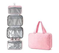 Hanging Toiletry Bag for Women, Travel Makeup Organizer with Hook | Large capacity 4-fold wash bag, business trip gym holiday cosmetics holder, travel essential