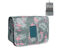 Hanging Toiletry Bag - Travel Portable Wash Bag Makeup Cosmetic Organizer for Women & Girls Waterproof Bathroom Shower Bag for Business Trip, Gym, Vacation & Household (Gray Flamingo)