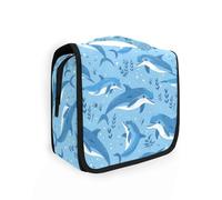 Hanging Toiletry Bags for Women Travel, Cute Dolphins Marine Life Toiletry Organizer Portable Travel Bags Wash Bags Makeup Bag Cosmetic Bag