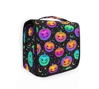 Hanging Toiletry Bags for Women Travel, Starry Screaming Pumpkin Black Toiletry Organizer Portable Travel Bags Wash Bags Makeup Bag Cosmetic Bag