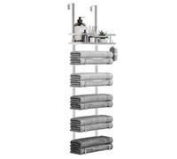 Hanging Towel Rack - 6-Tier Over The Door Bath Towel Storage Organizer for Small Bathrooms - Tiered Back of Door Towel Holder Hanger for Rolled Towels RV Camper
