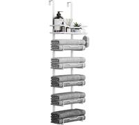 Hanging Towel Rack - 6-Tier Over The Door Bath Towel Storage Organizer for Small Bathrooms - Tiered Back of Door Towel Holder Hanger for Rolled Towels RV Camper