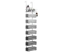 Hanging Towel Racks for Bathroom No Drill - Over The Door 8-Tier Bath Towel Storage Organizer for Small Bathrooms - Back Door Large Tiered Towel Holder Hanger for Rolled Towels RV Camper Silver