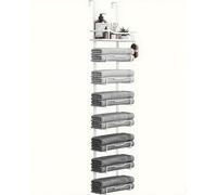 Hanging Towel Racks for Bathroom No Drill - Over The Door 8-Tier Bath Towel Storage Organizer for Small Bathrooms - Back Door Large Tiered Towel Holder Hanger for Rolled Towels RV Camper White