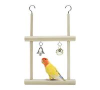 Hanging Toy for - Solid Wood Support Bar, Entertainer with Sound Bell, Safe Climbing Accessory | Swinging Enrichment Structure For Finch