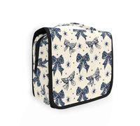 Hanging Travel Toiletry Bag Blue-Black Butterfly String Five-Pointed Star Kit Makeup Case Cosmetics Organizer for Men Women