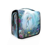 Hanging Travel Toiletry Bag Ocean Dolphins Mermaids for Women Men Girls, Sea Animal Fish Waterproof Makeup Cosmetic Wash Organizer Bag for Travel Essentials