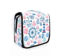 Hanging Travel Toiletry Bag Sea ??Tower Coral Fish Shells Kit Makeup Case Cosmetics Organizer for Men Women