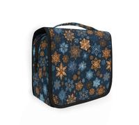 Hanging Travel Toiletry Bag Snow Flower Blue Orange Kit Makeup Case Cosmetics Organizer for Men Women