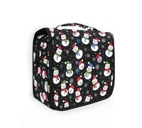 Hanging Travel Toiletry Bag Snowflakes Snowman Pattern Kit Makeup Case Cosmetics Organizer for Men Women