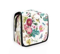 Hanging Travel Toiletry Bag Spring Summer Hearts Flower Blossoms for Women Men Girls, Valentine's Day Waterproof Makeup Cosmetic Wash Organizer Bag for Travel Essentials