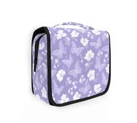 Hanging Travel Toiletry Bag White Flower Line Butterfly Kit Makeup Case Cosmetics Organizer for Men Women