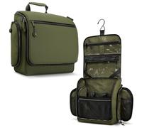 Hanging Travel Toiletry Makeup Wash Bag & Organizer with Strong Metal Swivel Hook and TSA Removable Clear bag. Perfect for Men & Women (Forest Green) LARGE
