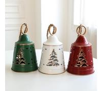 Hanging Tree Bell Ornament 29cm Lightweight Iron Craft(Green) | Metal craftsmanship, lightweight 17.5cm width, easy hanging loop, tree branch safe, wind resistant design