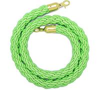 Hanging twisted rope queue green hemp braided with gold-plated hook, barrier(1 Pack,1.5m/5ft)