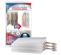 Hanging Vacuum Storage Bags, 3 Pack Large Hanging Space Saver Bags, Hanging Storage Bags for Clothes, Jackets, Closet Organizer for Moving Supplies(53.1x27.6 in)