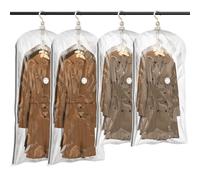 Hanging Vacuum Storage Bags, 4 Combo Vacuum Pack Bags for Clothes Reusable Space Saver Bags Vacuum Compression Storage Bags for Winter Coats Wardrobe Coats, Suits & Dresses Garment 5-Ring Hangers