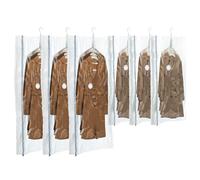 Hanging Vacuum Storage Bags, 6 Combo Vacuum Pack Bags for Clothes Reusable Space Saver Bags Vacuum Compression Storage Bags for Winter Coats Wardrobe Coats, Suits & Dresses Garment 5-Ring Hangers