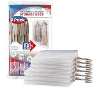 Hanging Vacuum Storage Bags, 6 Pack Large Hanging Space Saver Bags, Vacuum Sealed for Clothes Suits Dress Jackets for Moving Supplies(3 Long, 3 Short)