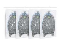 Hanging Vacuum Storage Bags, ZWMYF 4 PCS Space-saving Vacuum Bag for Clothes, Suits, Dresses, Coats or Jackets, Clear & Reusable Closet Organizer 105x70cm