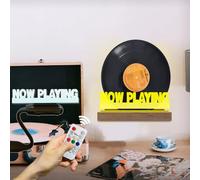 Hanging Vinyl Record Stand Now Playing Vinyl Stand Album Holder Solid Wooden Storage Collection Light up Turntable Stand 7 Colors Illuminated Night Light with Remote Decor Gift for Record Lover