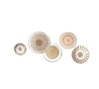 Hanging Wall Basket Decor Set of 5 Handmade Woven Round Plate Wall Decoration Craft Home Art Wall Hanging Ornament for Living Room Bedroom Dining Room Office