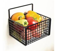 Hanging Wall Basket, Wall Mount Fruit Baske Hanging Basket Hanging Baskets for Organizing Wire Wall Storage Basket for Kitchen, Bathroom, Bedroom Storage (Black)