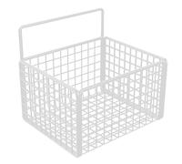 Hanging Wall Basket, Wire Basket Wall Mount Fruit Basket No Drilling Adhesive Kitchen Baskets for Kitchen Food Bathroom Organization (White)