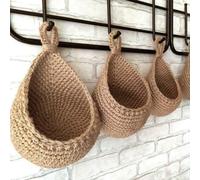 Hanging Wall Baskets, Kitchen Fruit Storage Organiser, Hand Woven Wall Mounted Vegetable And Fruit Basket,Handmade And Green Activity(D（W21 X H21 X23cm）)