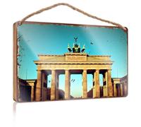 Hanging Wall Decor For Bathroom Brandenburg Gate: A Monument To History And Unity Wooded Sign Wood Decor Sign Door Hanging Sign(23X35CM)