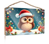 Hanging Wall Decor for Bathroom Christmas Owl in Winter Wonderland Wooden Sign Funny Kitchen Wall Decor Vintage Decor(15X28CM)