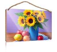 Hanging Wall Decor for Bathroom Floral and Fruit Still Life Composition Wooden Sign Funny Kitchen Wall Decor Vintage Decor(20X30CM)
