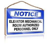 Hanging Wall Decor For Bathroom Notice Elevator Mechanical Room Authorized Personnel Only Wooden Sign Farmhouse Decor For The Home Wood Signs For Home D(15X28CM)