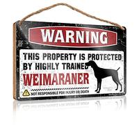 Hanging Wall Decor For Bathroom Warning This Property Is Protected By A Highly Trained Weimaraner Wooden Sign Small Wooden Signs With Sayings Funny Family Signs(23X35CM)