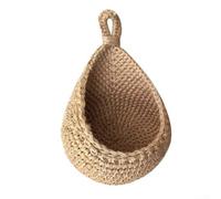 Hanging Wall Fruit Baskets, Vegetable Woven Basket Jute Eco Hanging Storage Basket Cotton Rope for Kitchen, Restaurant, Home(A（W14X H15 X20cm）)