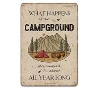 Hanging Wall Plaque What Happens At The Campground Gets Laughed About All Year Long Plaque Tin Novelty Funny Wall Metal Sign Tin Signs For Kitchen, House, Restaurant 20x30cm