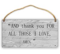Hanging Wall Sign Wooden, And Thank You For All Those I Love,Amen Grateful Rectangular Sign, Rustic Farmhouse Decor For Home Entryway Front Door Living Room Faith-Filled Space Decor 12X8 Inch