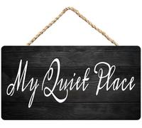 Hanging Wall Sign Wooden, Inspirational Sign Positive Wall Door Decor My Quiet Place, Rustic Plaque For Home Door Bedroom Living Room Study Room Calm Relaxation Decor 12X8 Inch
